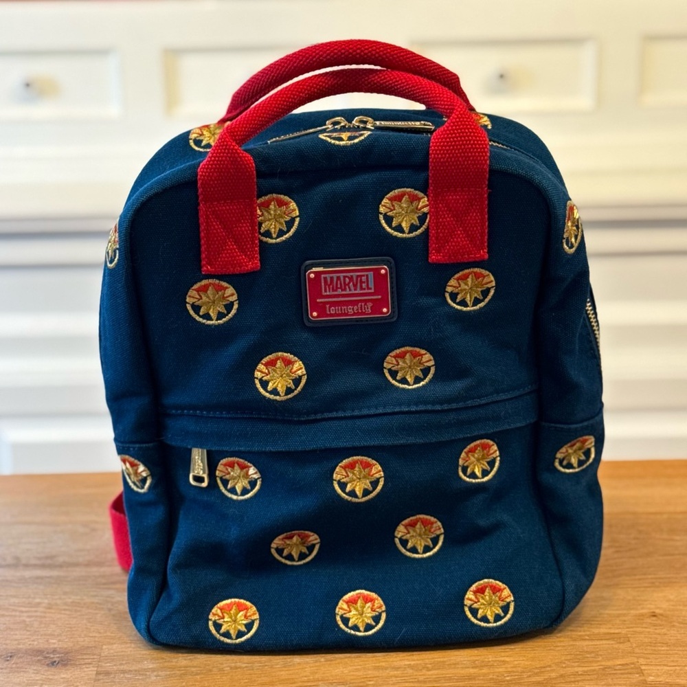 🌟 Loungefly x Marvel Captain Marvel Canvas Mini Backpack - Like New!